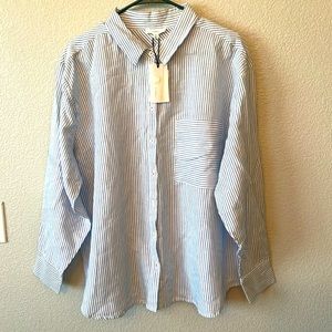 Woman's blue & white striped blouse